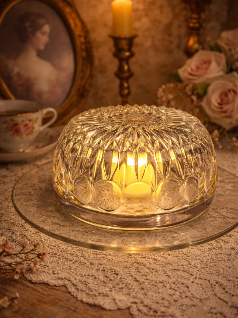 Handmade Vintage Glass Fairy Lamp ✨ Cottagecore | Upcycled pressed glass